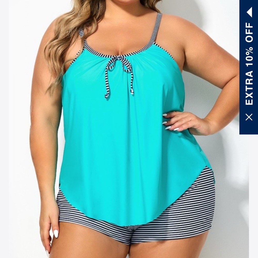 Striped Black and White Bikini Set